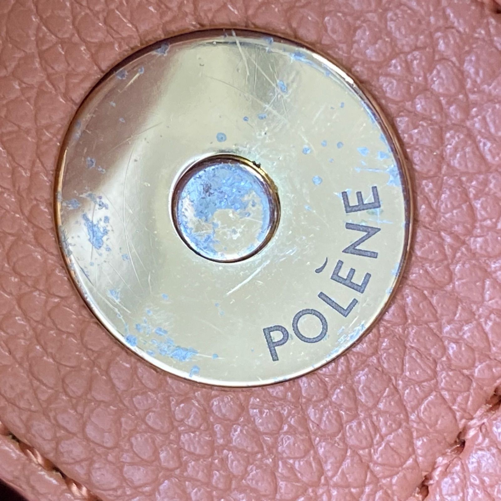 Excellent Condition POLENE Leather Leather Shoulder Bag Crossbody Salmon Pink Sp