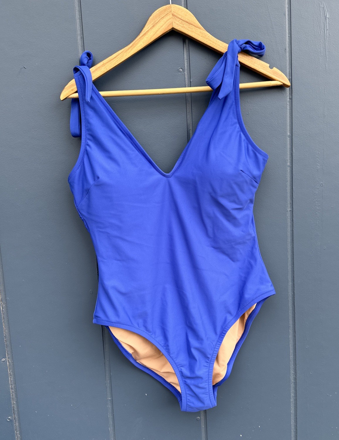 J.Crew Brilliant Blue Dual Tie-Shoulder One Piece Bathing Swimsuit Large L SP24