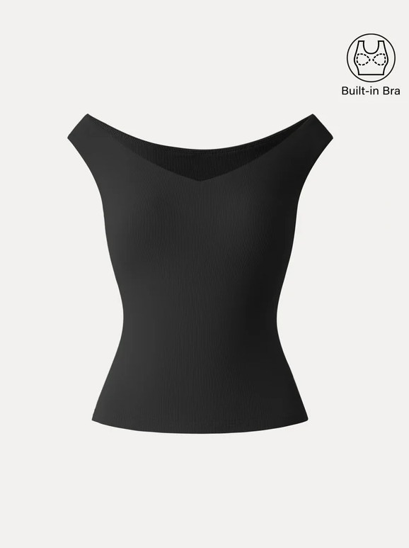 OGL Essential V-neck New Airy Bra Top, Rich Black