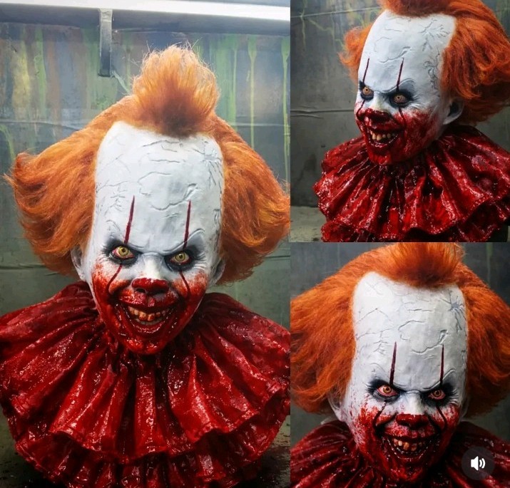 clown Penny latex mask, HALLOWEEN, SCARY, latex mask, movie