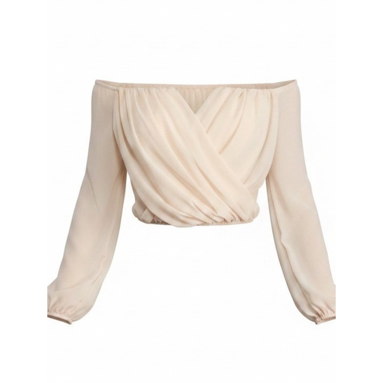 WINDSOR | Off Shoulder Chiffon Going Out V-Neck Crop Top Romantic Peasant | M