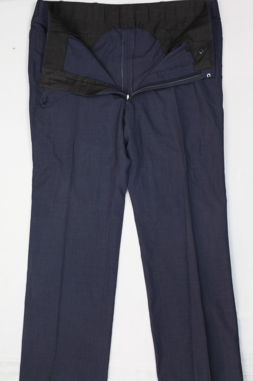 Vintage Oxxford Clothes Suit 44 38×33 Blue Striped Super Worsted Wool 1980s