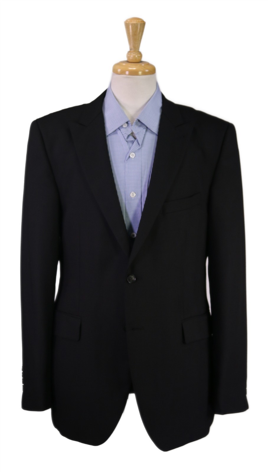 Strellson Men’s Elvis Solid Black 2-Btn Blazer Jacket Peak Lapels 42R