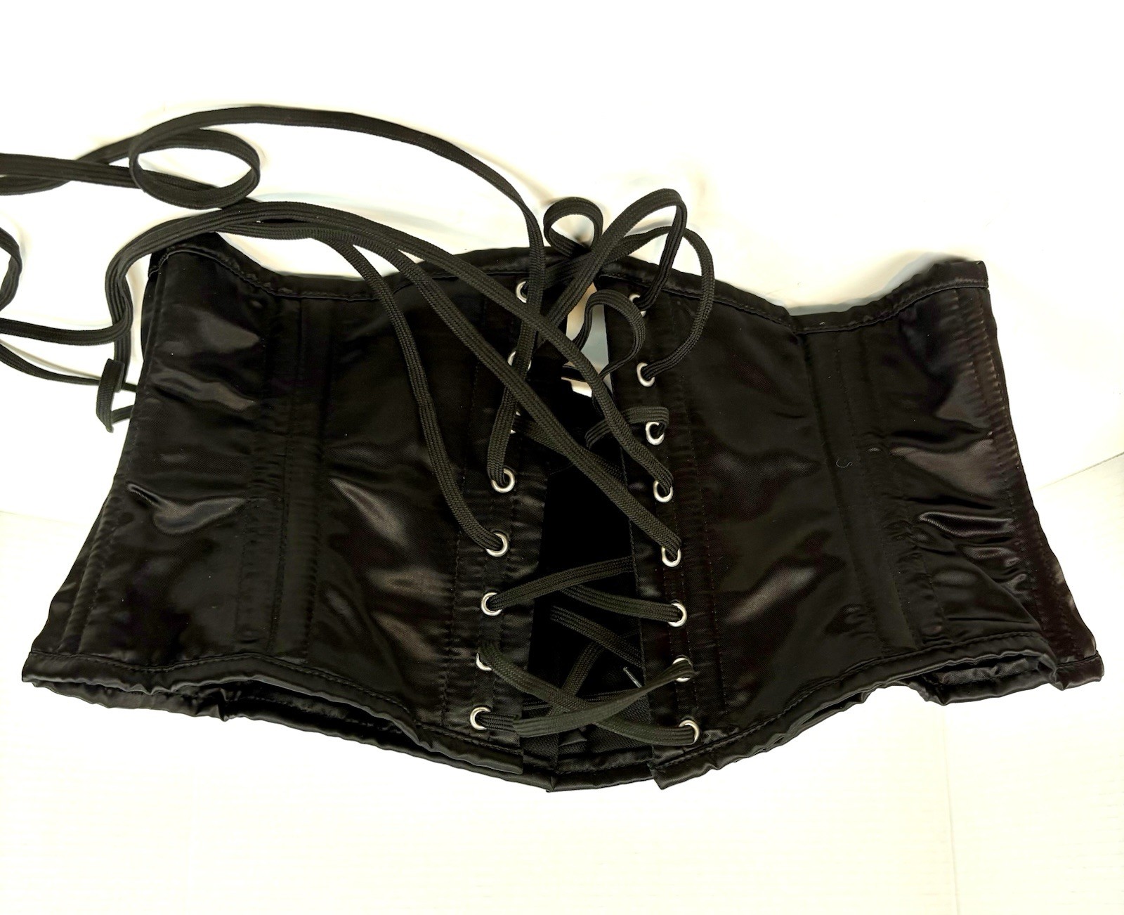Orchard Corset Black Underbust Lace Up Steel Boned Corset Size 32 NWOT RN115734
