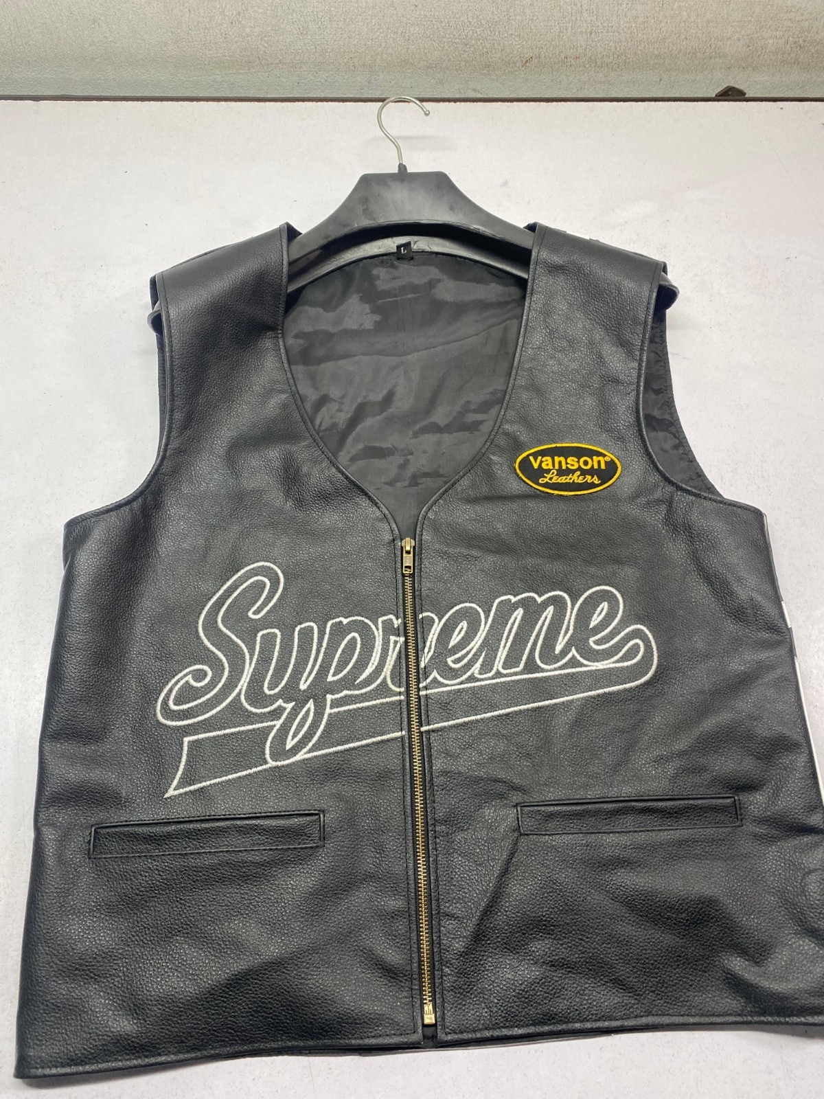 Supreme x Vanson Leathers Spider Web Vest in Black Cowhide Leather