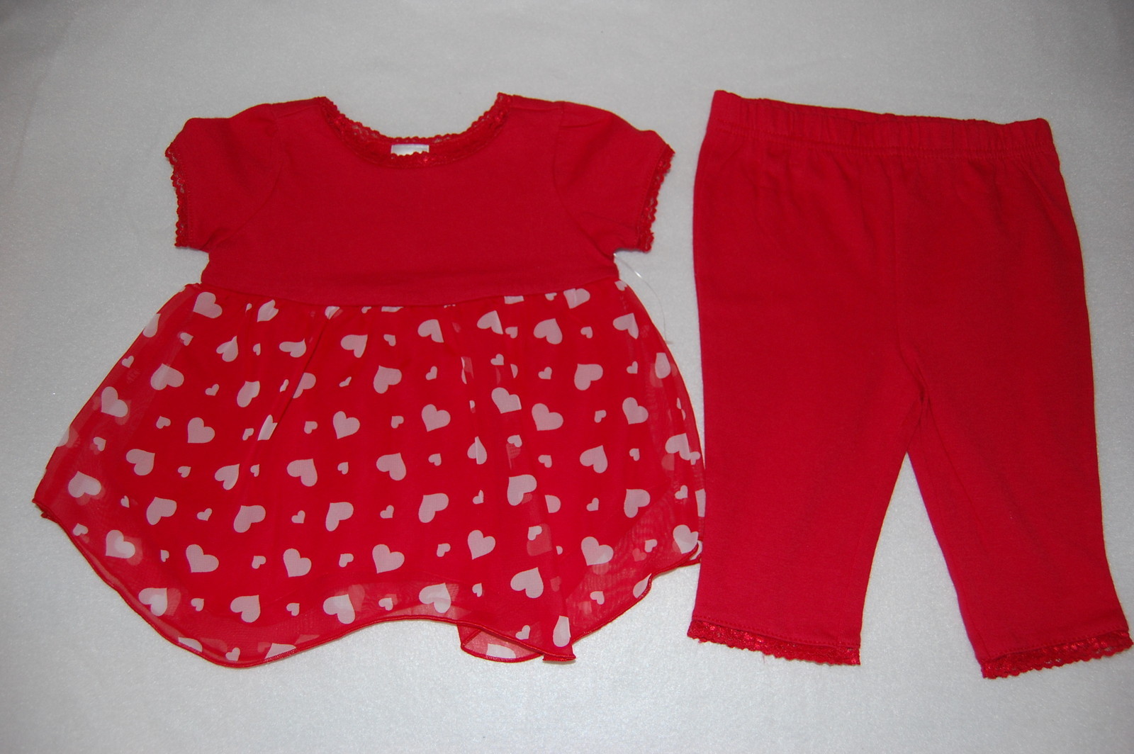 Toddler Girls Outfit RED CAPRI LEGGINGS Dressy Top Hearts 0-3 Months