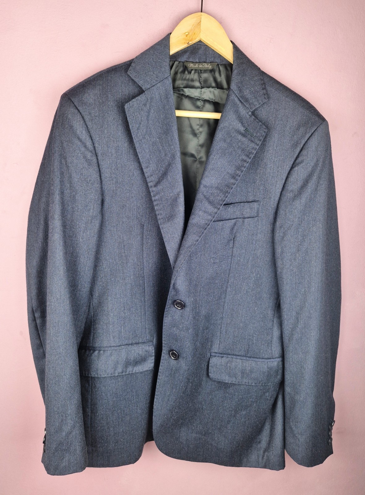 Spada Roma Mens Wool Blazer Jacket UK 38 Blue Tailored Fit Italian Fabric Smart