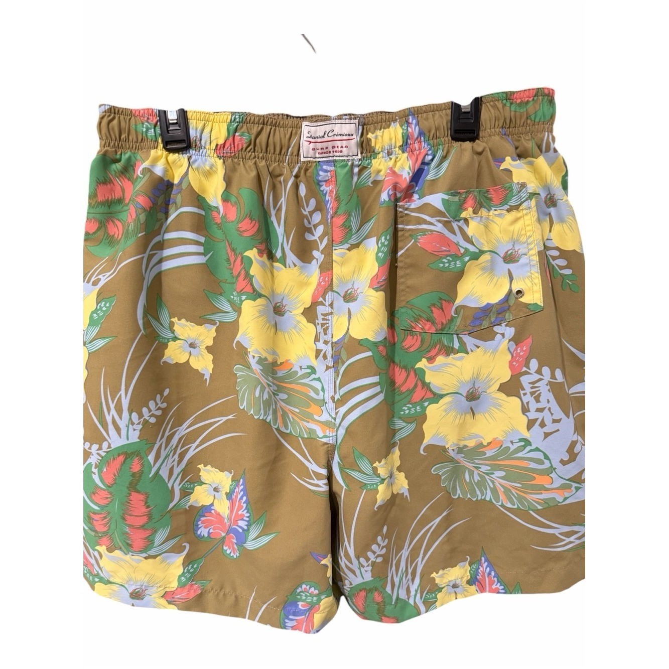 Daniel Cremieux Khaki Swim Trunks with Light Blue Mesh Lining