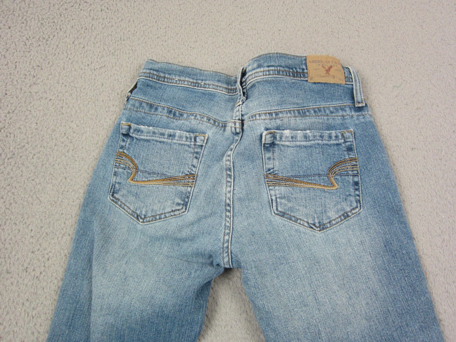 American Eagle Jeans Womens 4 Reg Blue Stretch Skinny Flare Denim Distressed