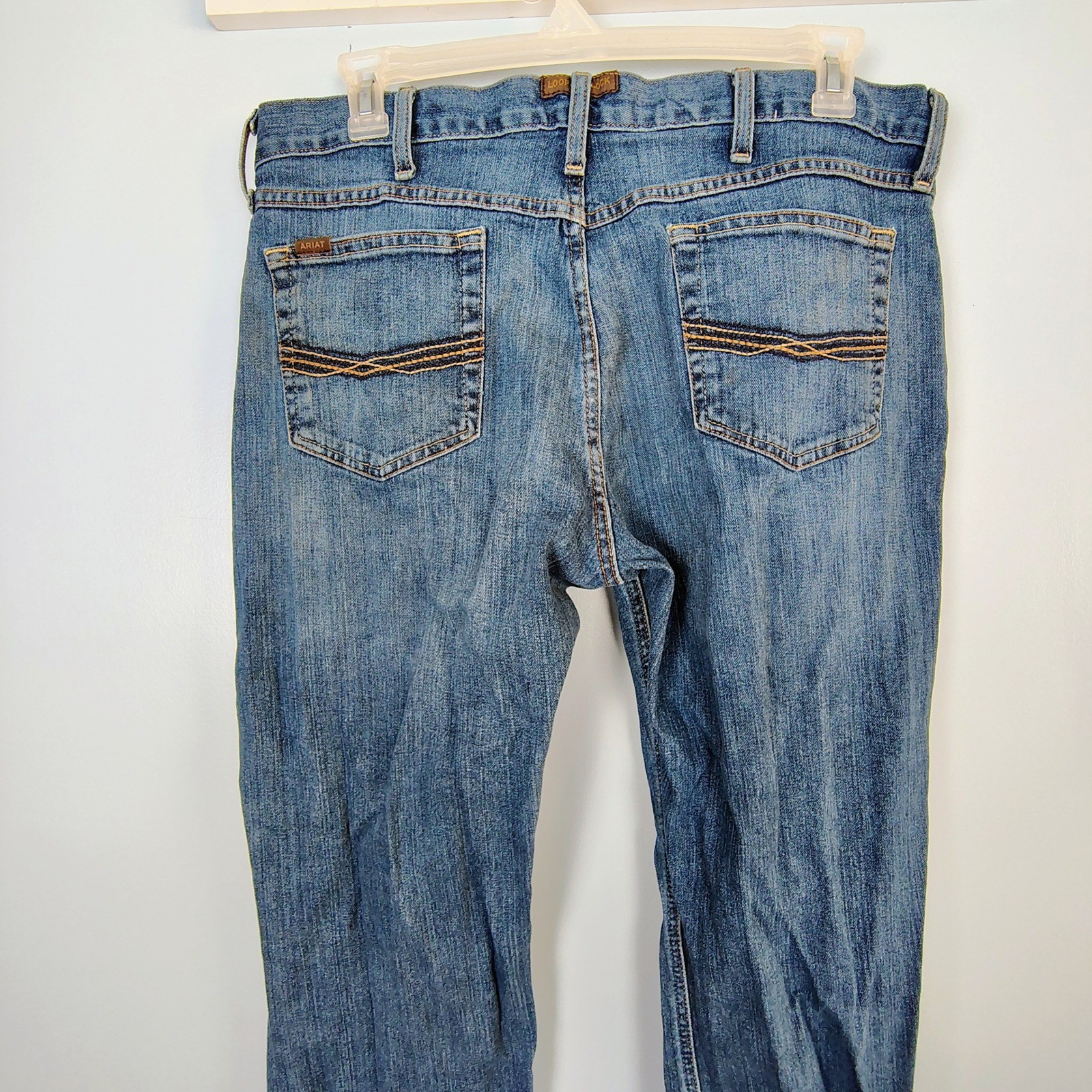 Ariat M2 Legacy Mens Relaxed Boot Cut Jeans 36×36 Blue Denim Stained Workwear