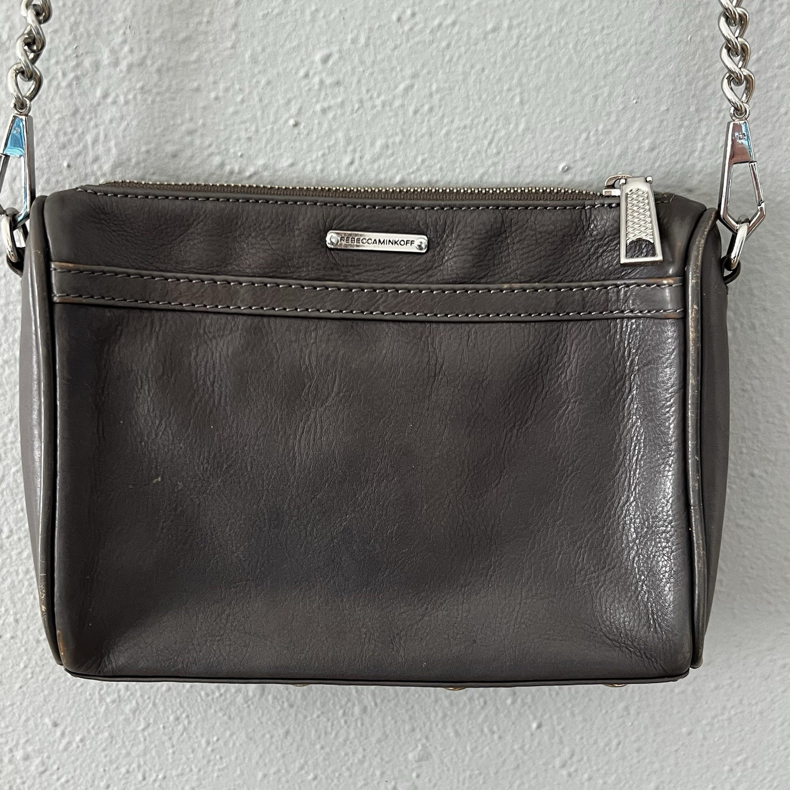 Rebecca Minkoff Crossbody MINI MAC Bag Gray Chain and Leather Strap