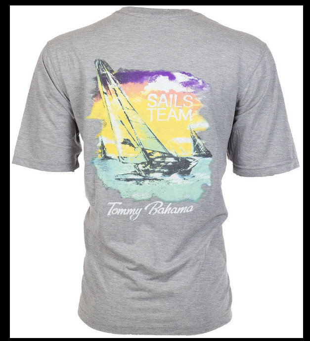 $45 TOMMY BAHAMA Heather Grey SAIL’S TEAM Relaxed Fit Short Sleeve T-shirt NWT