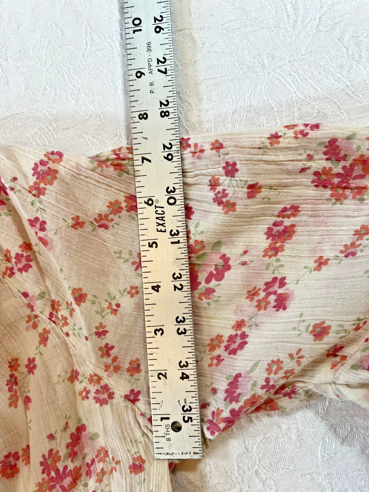 Chaps Floral Peasant Top Bell Double Ruffle Sleeves Size 1X Cotton Boho 004