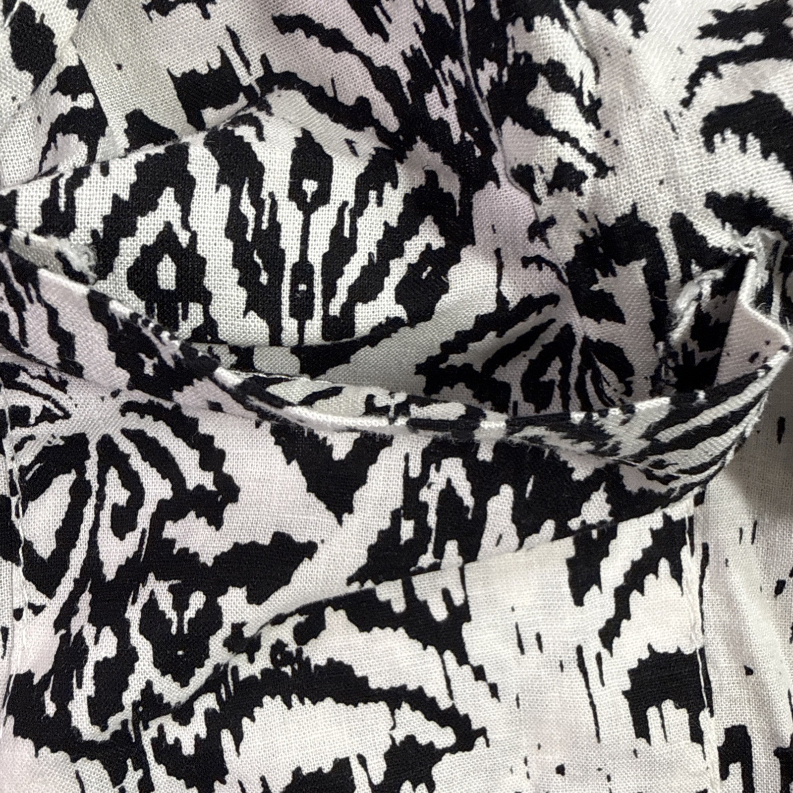 Panama Jack Linen Blend Tie Front Button Up Shirt Women’s XS Black White Floral