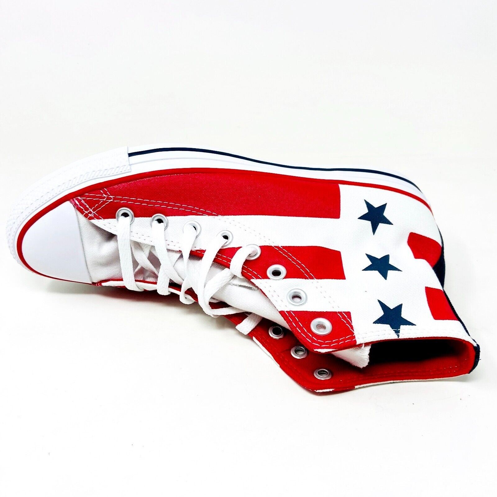 Converse CTAS Hi White Red White Blue Mens July 4th Star Stripes Shoes 167836F