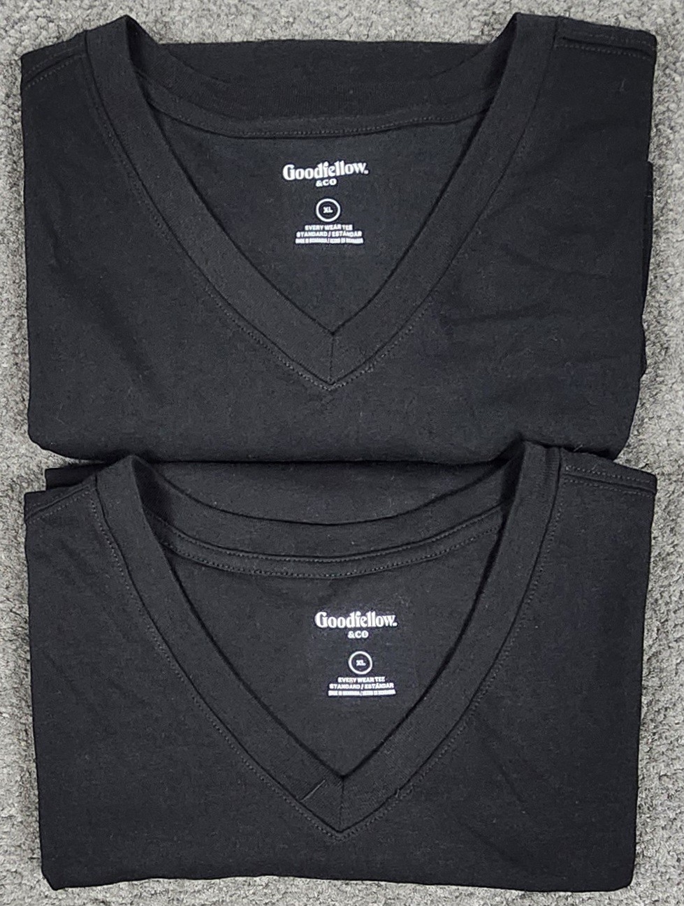 Men’s V Neck T Shirts XL Black 2 PACK Comfort Goodfellow Short Sleeve