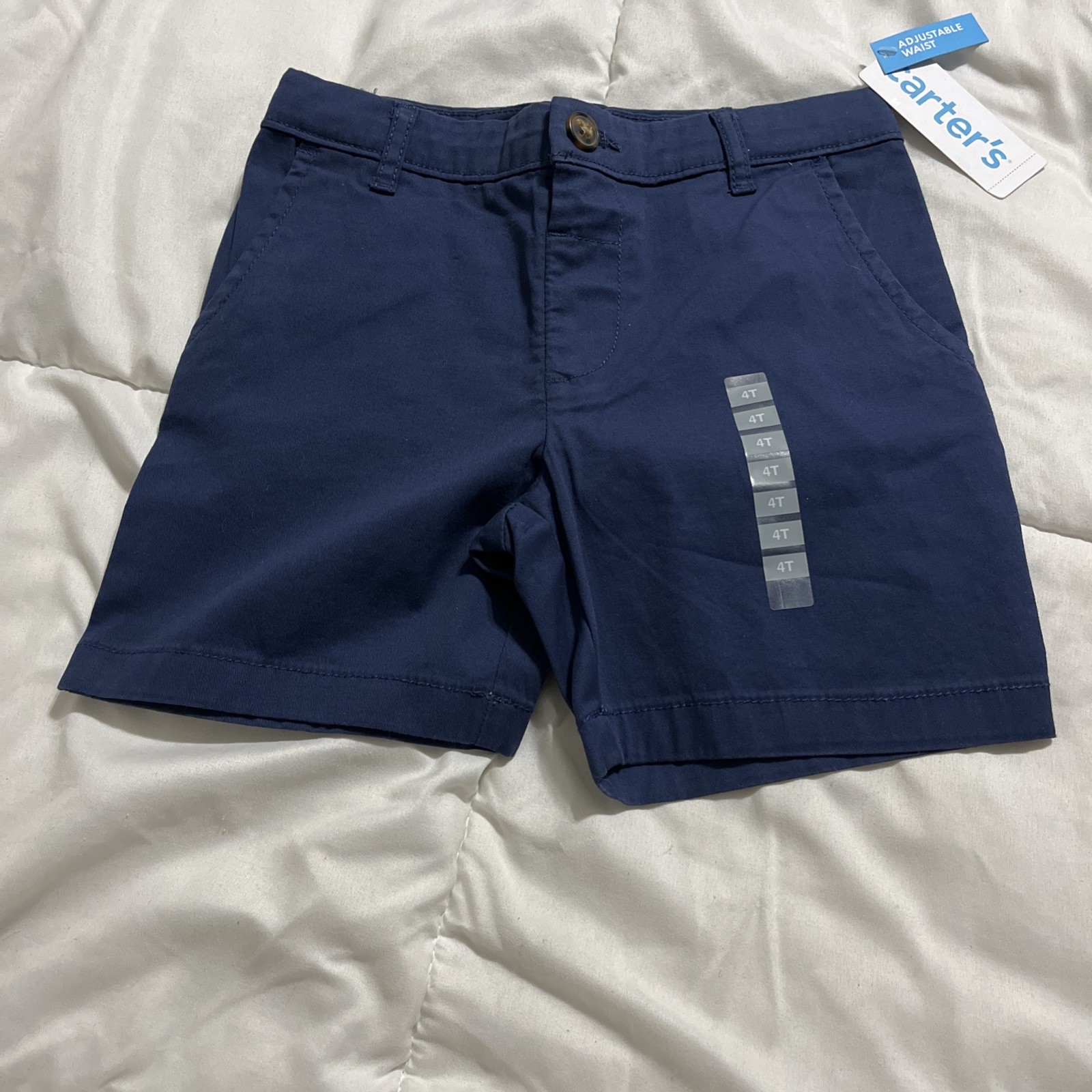 Carter’s 4T/4A Navy Solid Adjustable Waist Shorts 98% Cotton/2% Elastane NWT