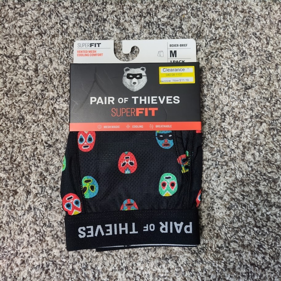 Pair of Thieves Men’s Med SuperFit Mesh Magic Boxer Brief Mask Print Black New