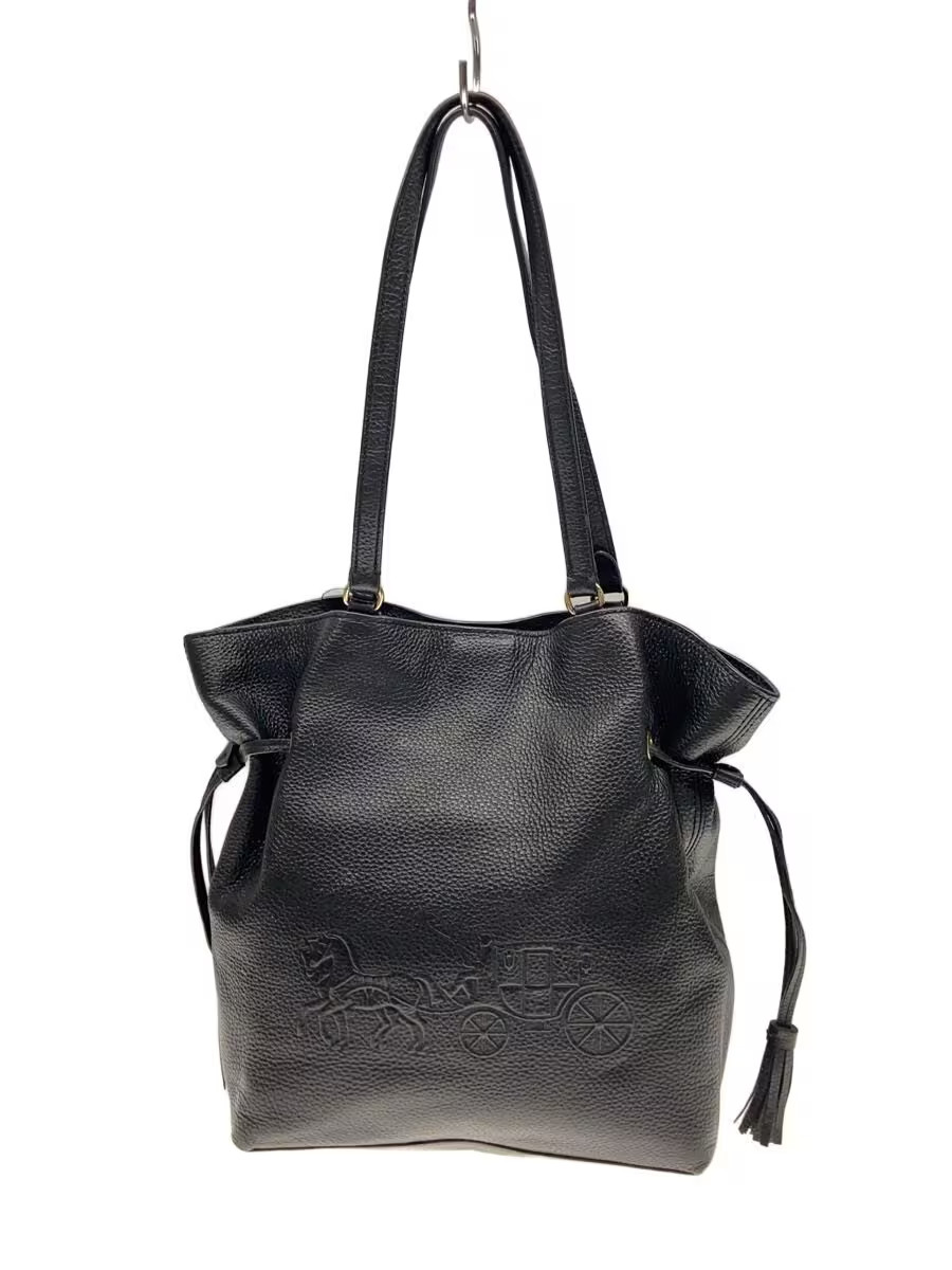 COACH Tote bag Leather BLK CA200 Andy Horse and Carriage Tassel