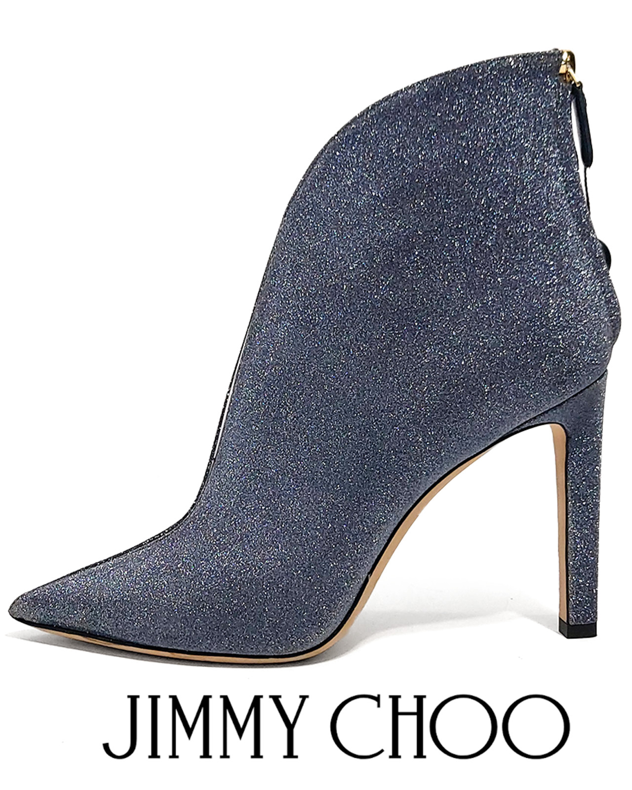 Jimmy Choo Bowie 100 Textured w Clear Panel Women 39 EUR Ankle Boots (0261)