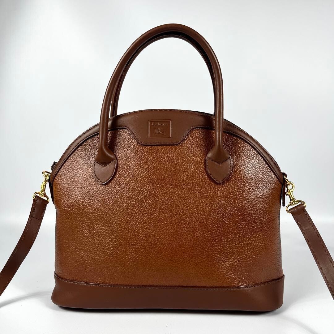 Burberrys 2Way Nova Check Leather Shoulder Bag Brown Auth