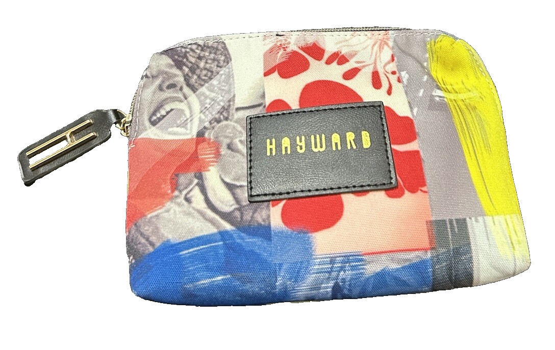 Hayward Designer Colorful Collage Printed Canvas Cosmetic Bag 5.5” Clutch Pouch