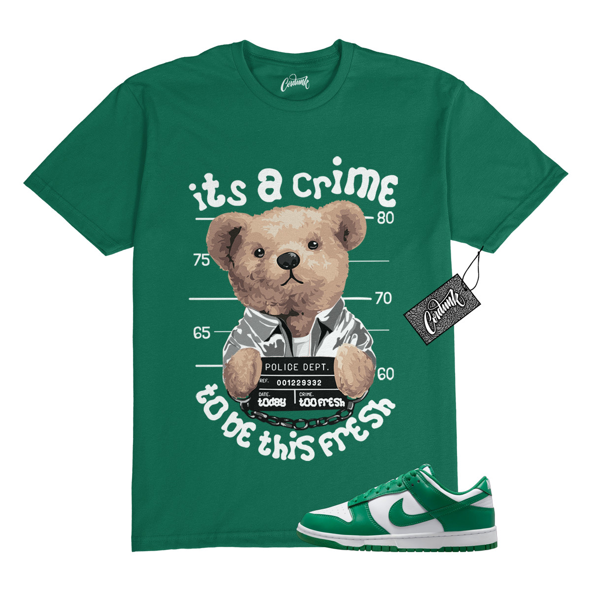 Dunk Malachite Green White Low T Shirt Match CRIME