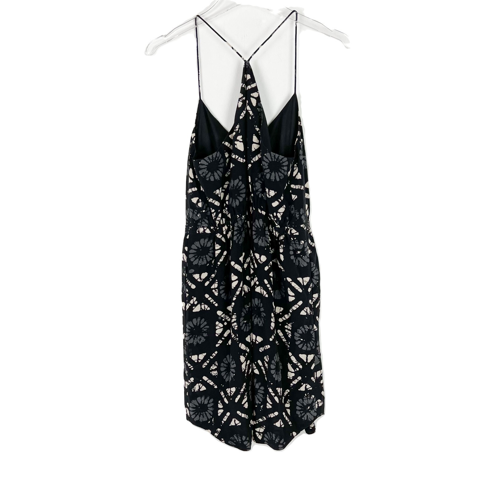 Madewell Starview Batik Grid Silk Cami Dress Racerback Black Size 4 EUC L1579