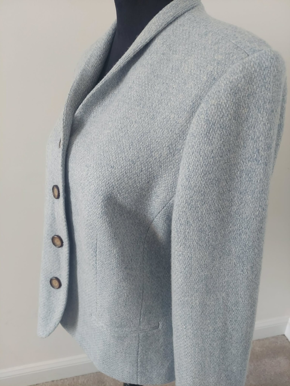 CHADWICK’S Light Blue Tweed Wool Blend Blazer Jacket | Women’s Size 14