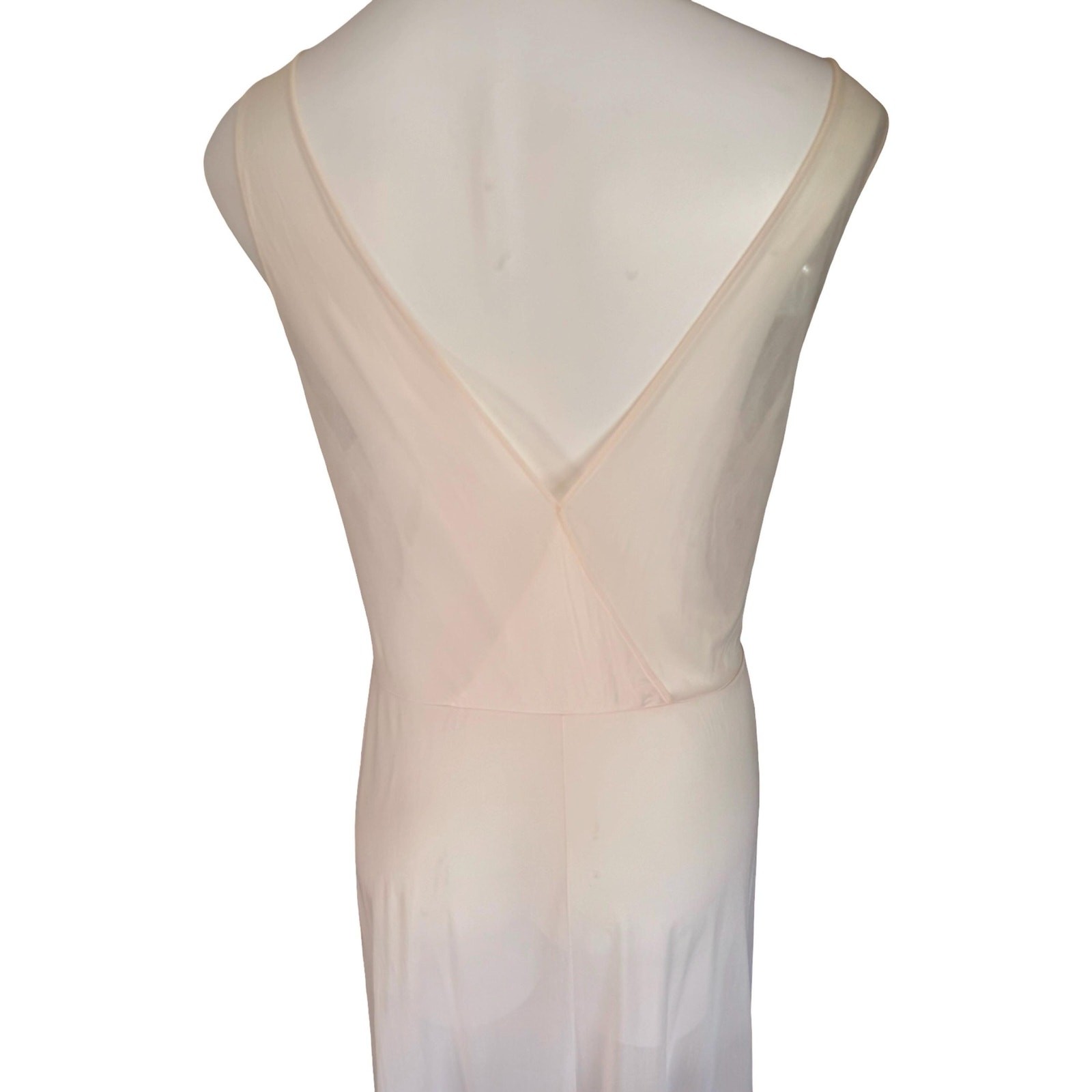 Vintage Vanity Fair 1950s Blush Chiffon Lace Applique Full Slip Size 42 (XL)