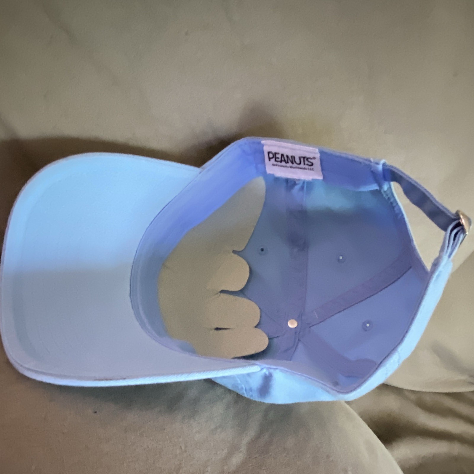Peanuts Snoopy Light Blue Solid Adjustable Baseball Cap Hat, One Size Men