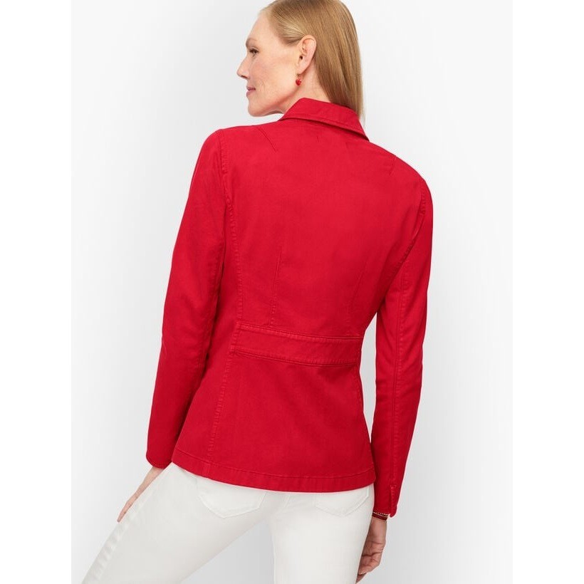 Talbots Utility Jacket Women 10 Red Cotton Blend Military Safari Field Coat