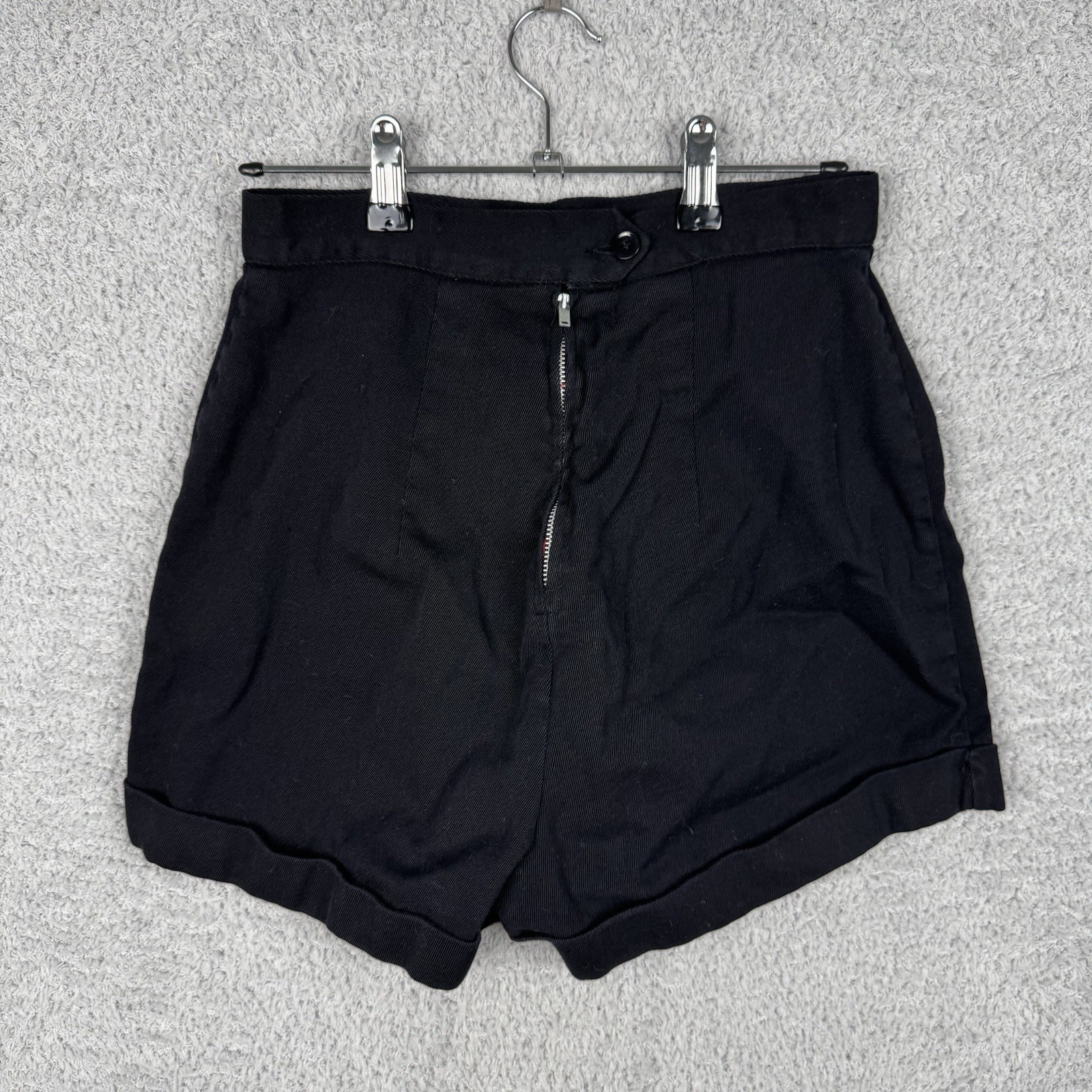Vintage 1940s Jantzen Cotton Twill High Waist Shorts Navy Size 14 Made in USA