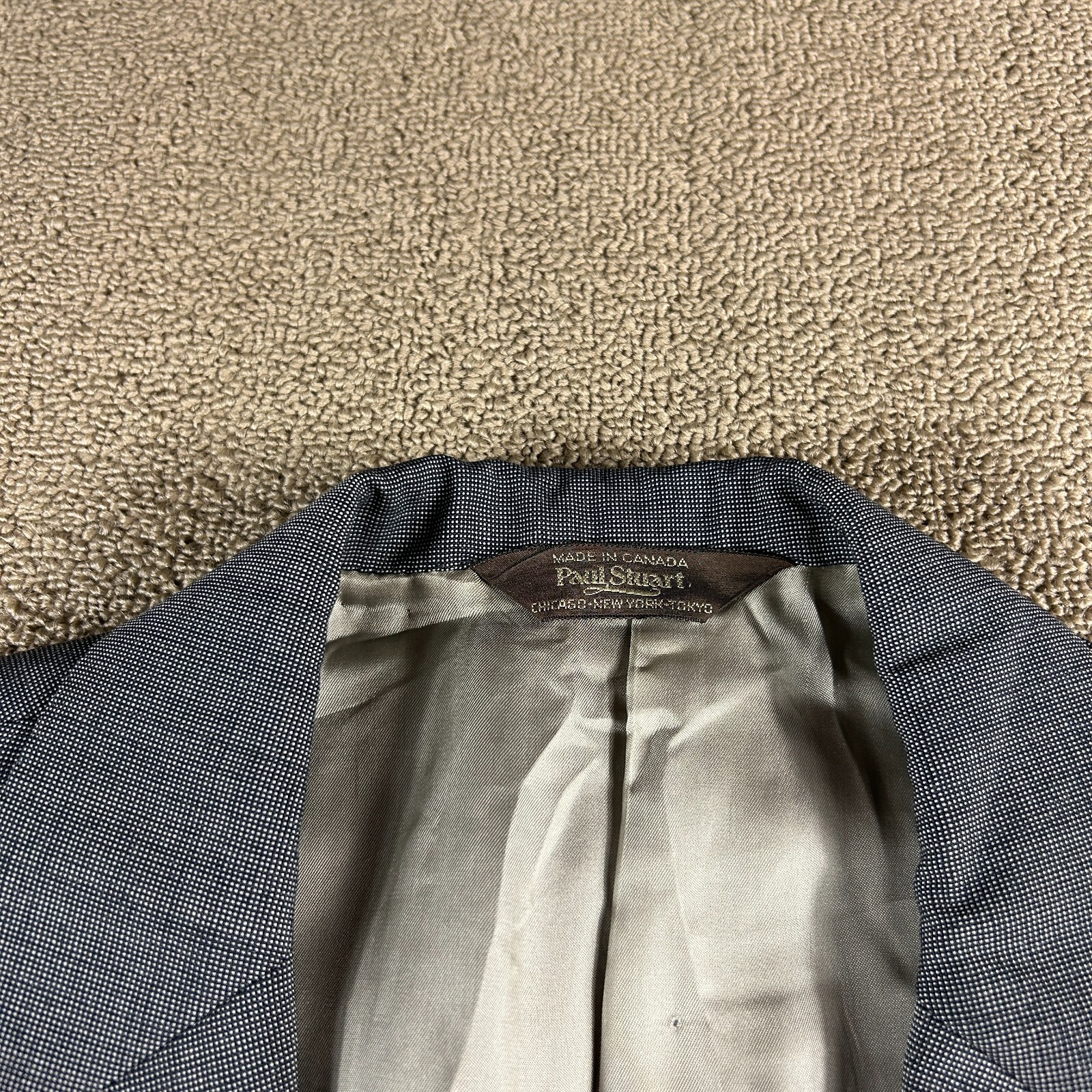 Paul Stuart Men’s Hacking Jacket Sport Coat Blazer Gray Nailhead Size 41R *Read*