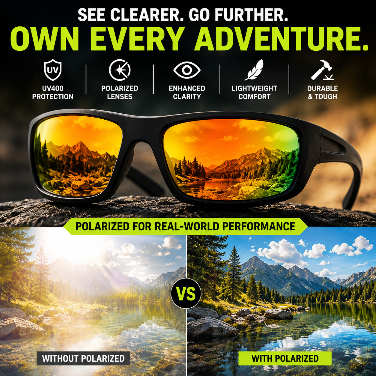 Premium Black Men’s 2 Pair Sunglasses with Mirror Lens