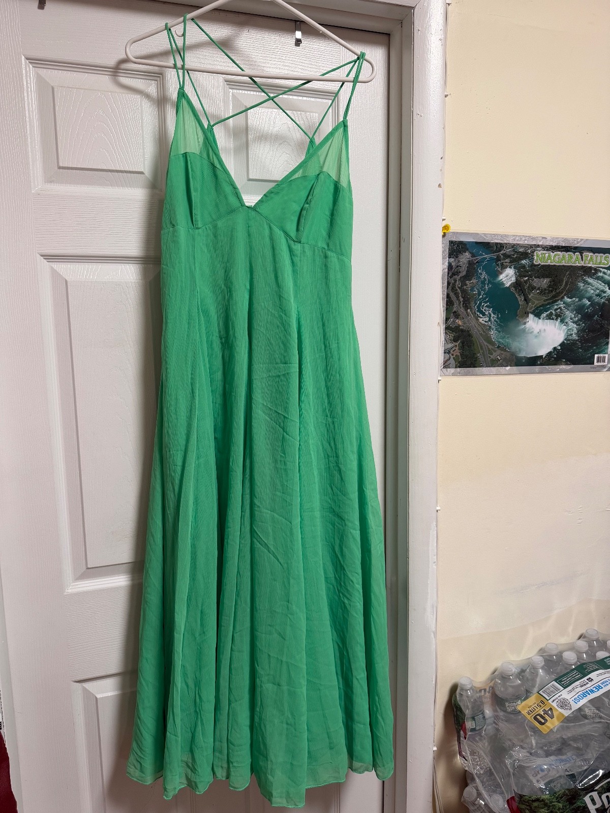 ASOS DESIGN cami strappy midi skater dress with godet bright green Size 12 NWT