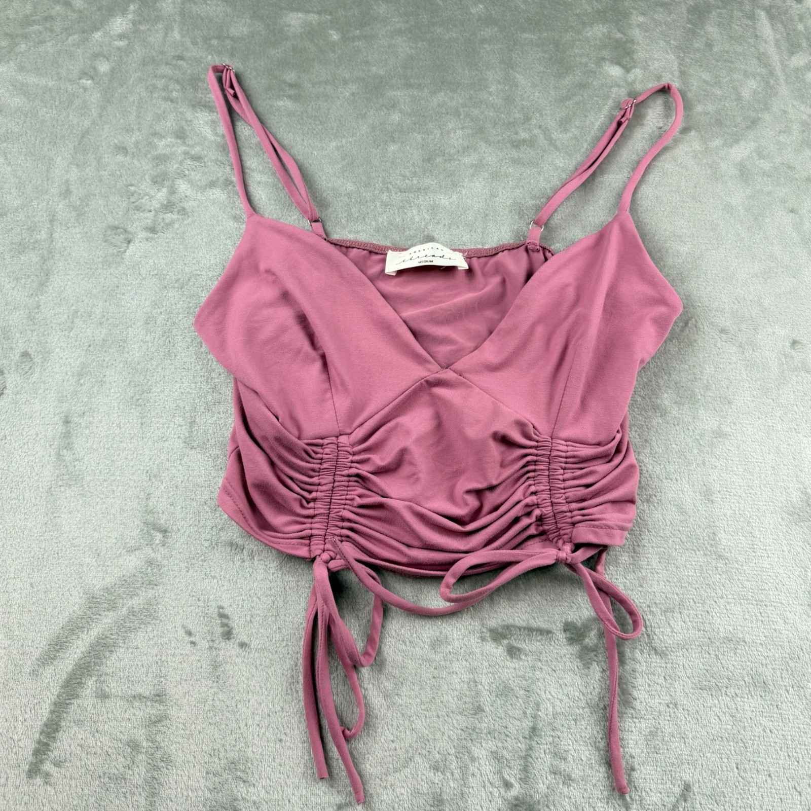 American Threads Ruched Front Crop Top Mauve Pink TI5558 Women’s Medium