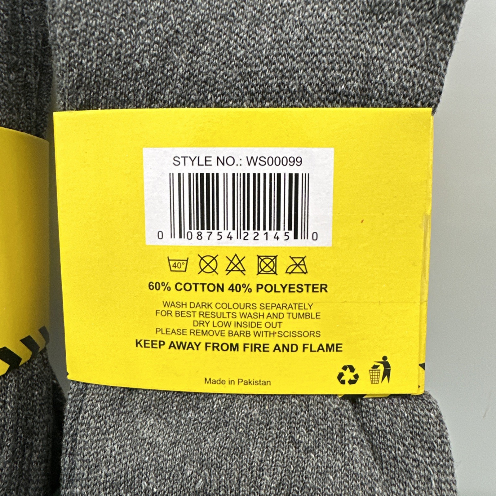 2 Packs Heavy Duty Work Socks 6 Pairs Men’s 10-13 Fully Terry Warm Cotton Blend