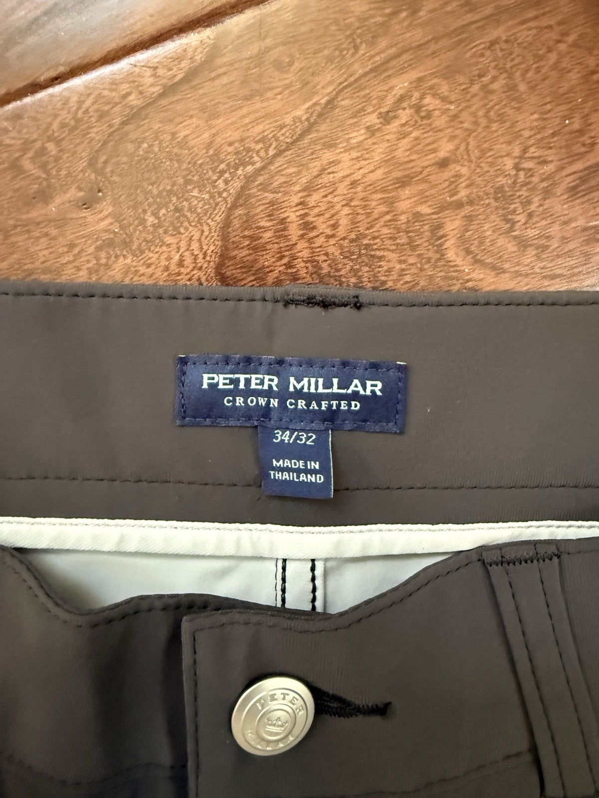 Peter Millar Crown Crafted Gray Stretch Flat Front Straight Leg Chino 34W
