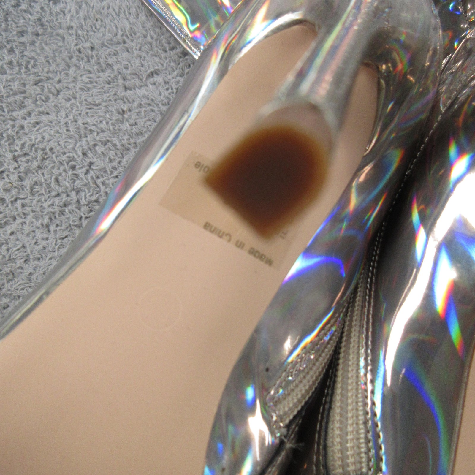 Lemon Drop By Privileged Feather Boots Womens 8.5 Silver Holographic Knee High
