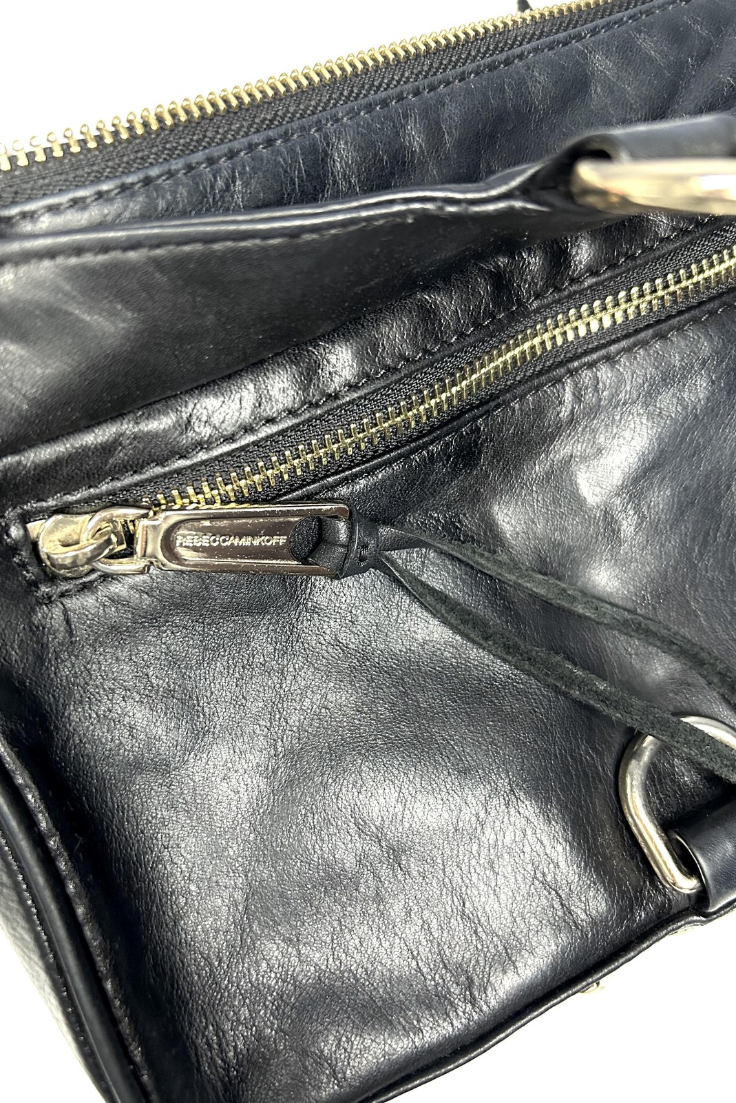 Rebecca Minkoff Purse Mini MAC Crossbody Clutch Bag Black Leather Chain Strap