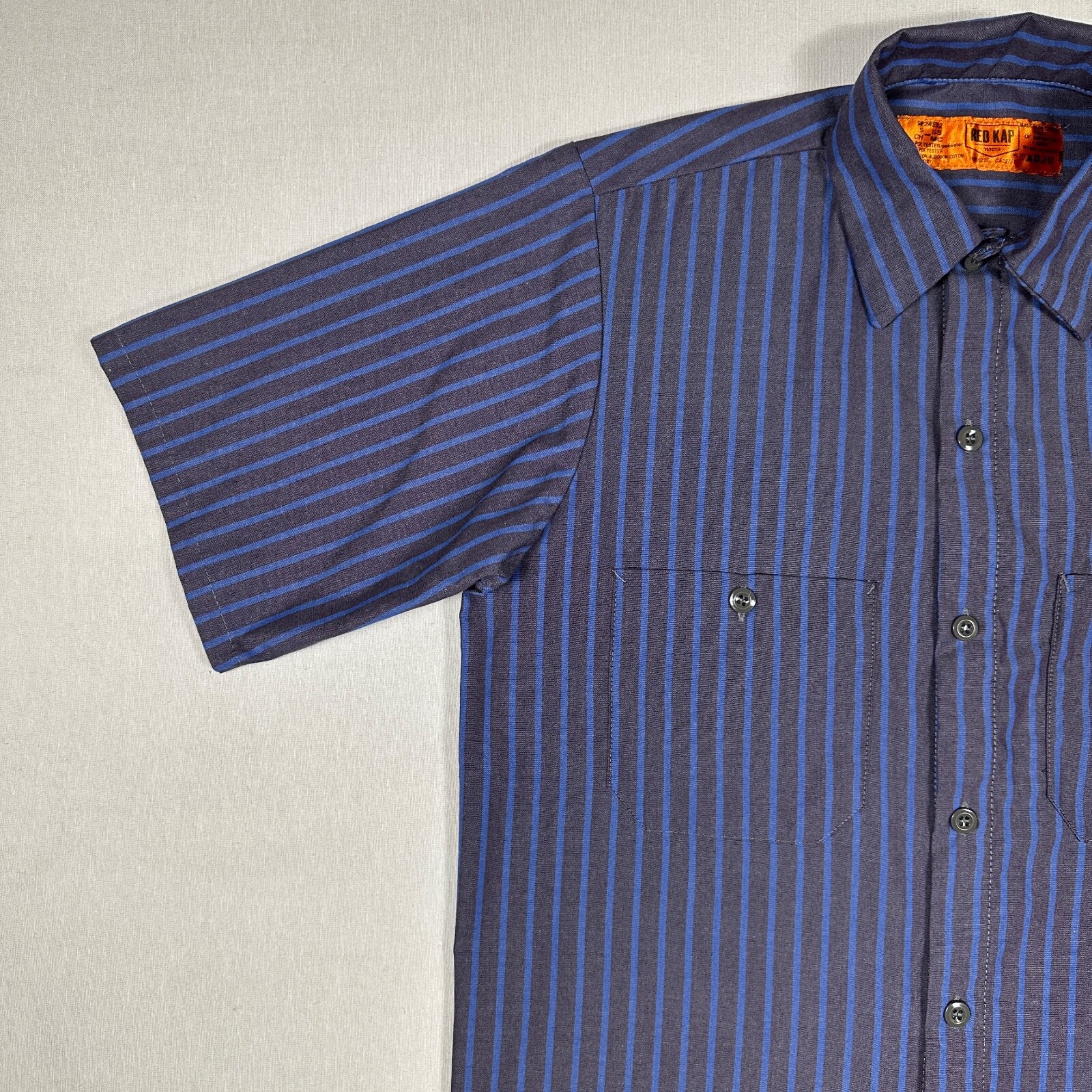 Red Kap UEI Men’s Work Shirt Short Sleeve Industrial Stripe Button Front
