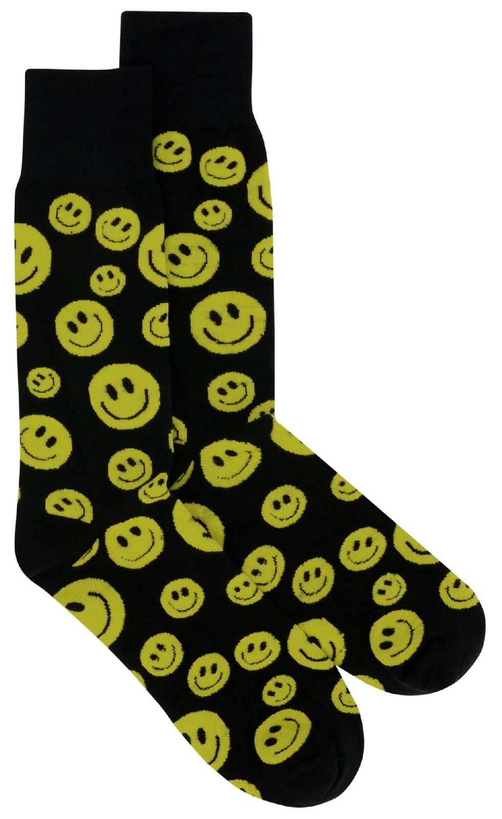 6 Pair of Biagio Men’s YELLOW SMILEY FACE Happy Faces Mens COTTON Dress SOCKS