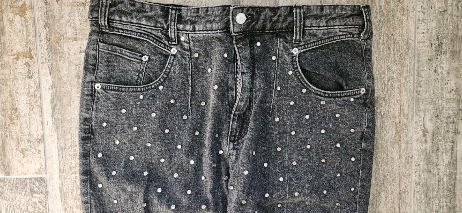 Anthropologie Pilcro High Rise Slim Beaded Sparkle Jean Sz 32