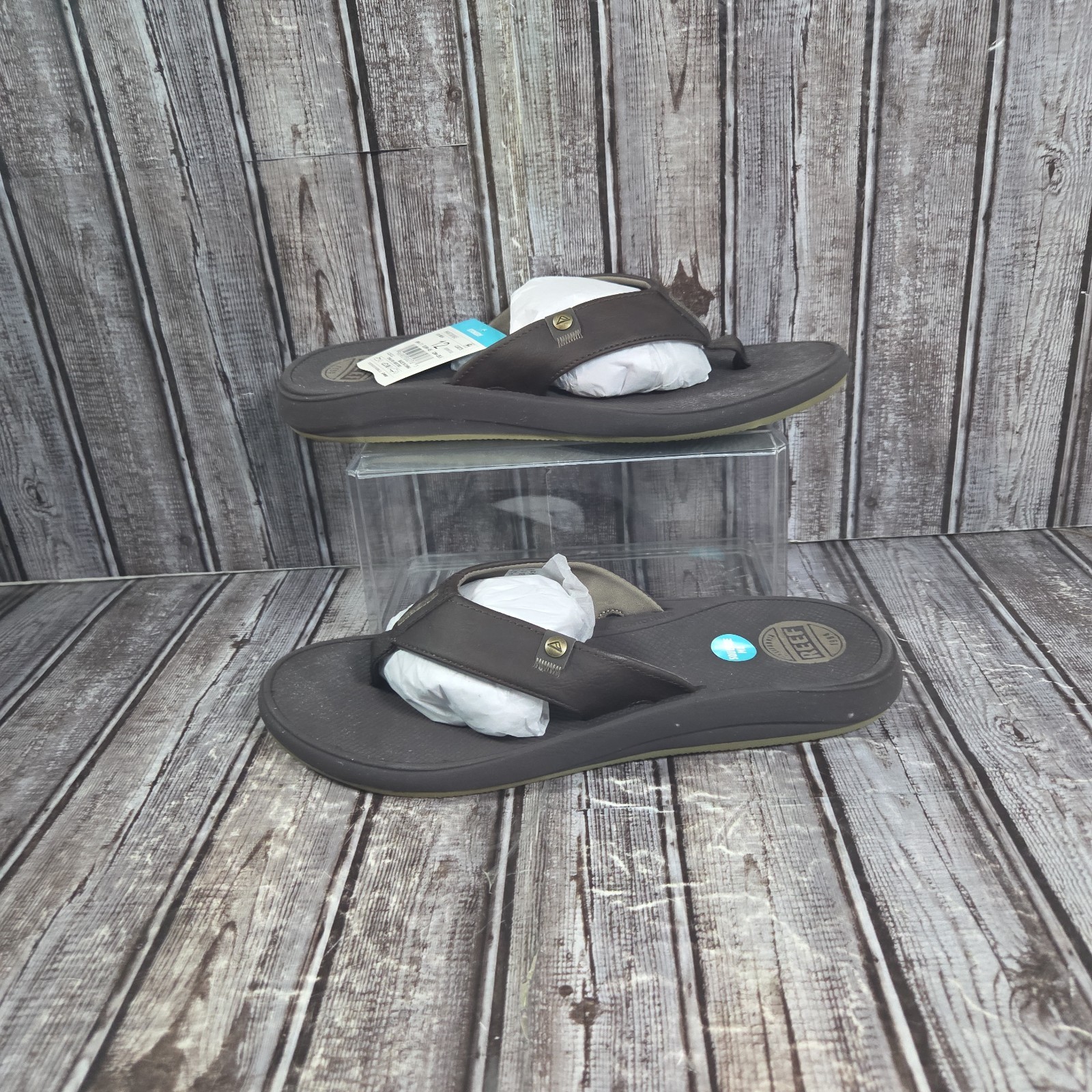 REEF Men’s Phantom Nias Beach Flip Flop Sandals Brown Supported Footbed Size 12