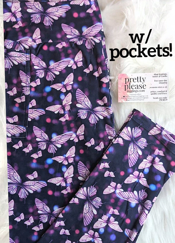 Delicate Purple Butterfly Super SOFT Yoga Band Luxe Leggings Nature Beauty OS TC
