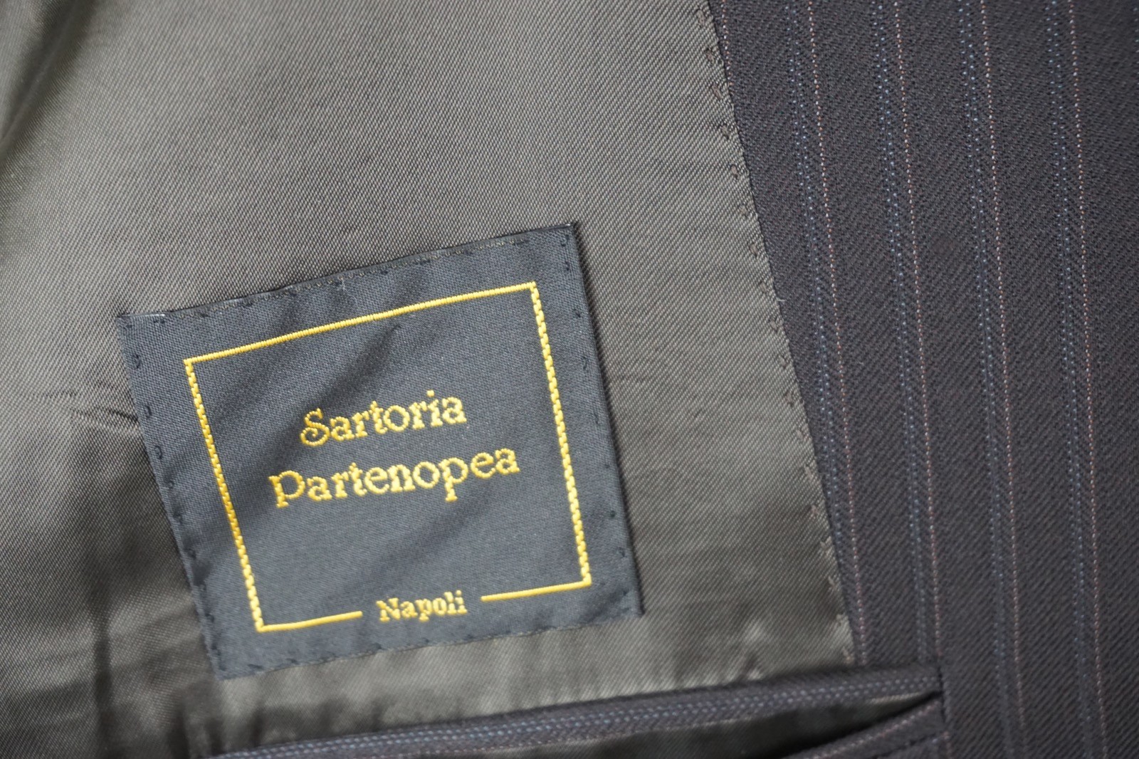 Sartoria Partenopea Brown Striped Wool 2 Pc Suit Jacket Pants 48R 58EU NEW
