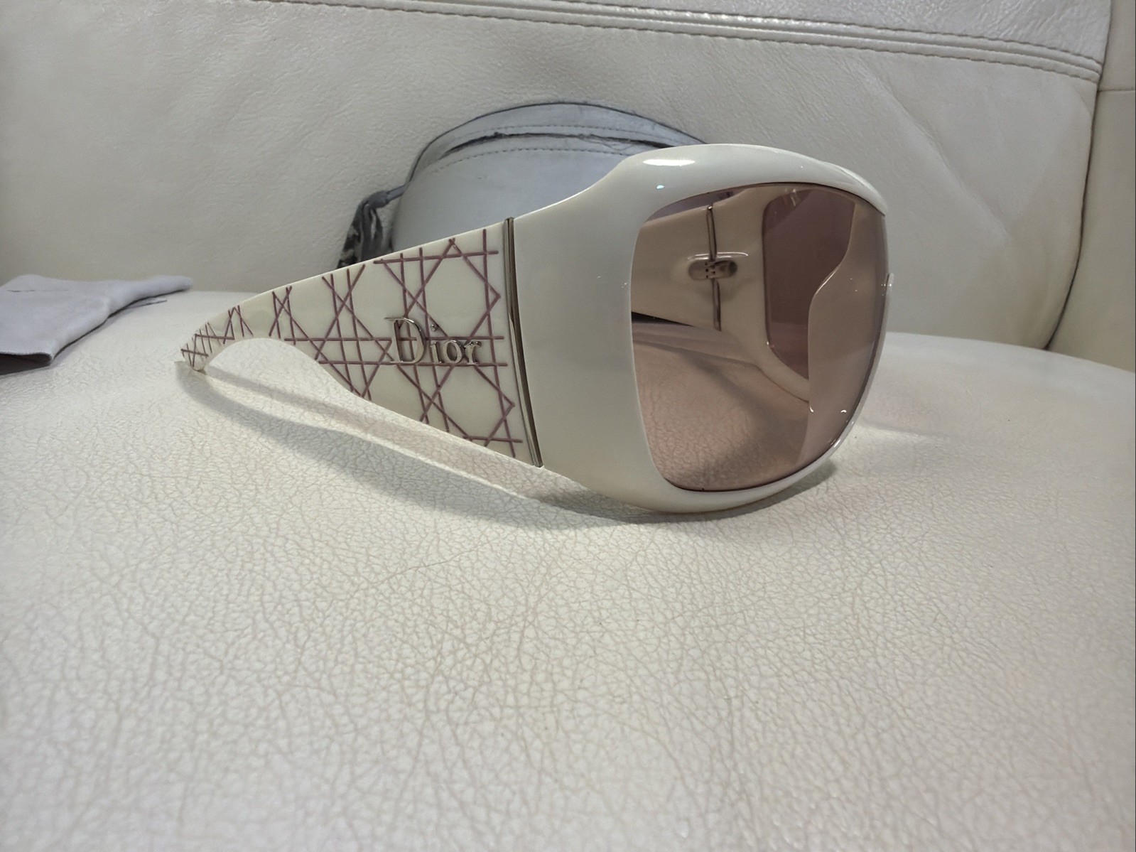 CHRISTIAN DIOR CANNAGE 1 White Vintage Y2K Oversized Wrap Sunglasses Italy