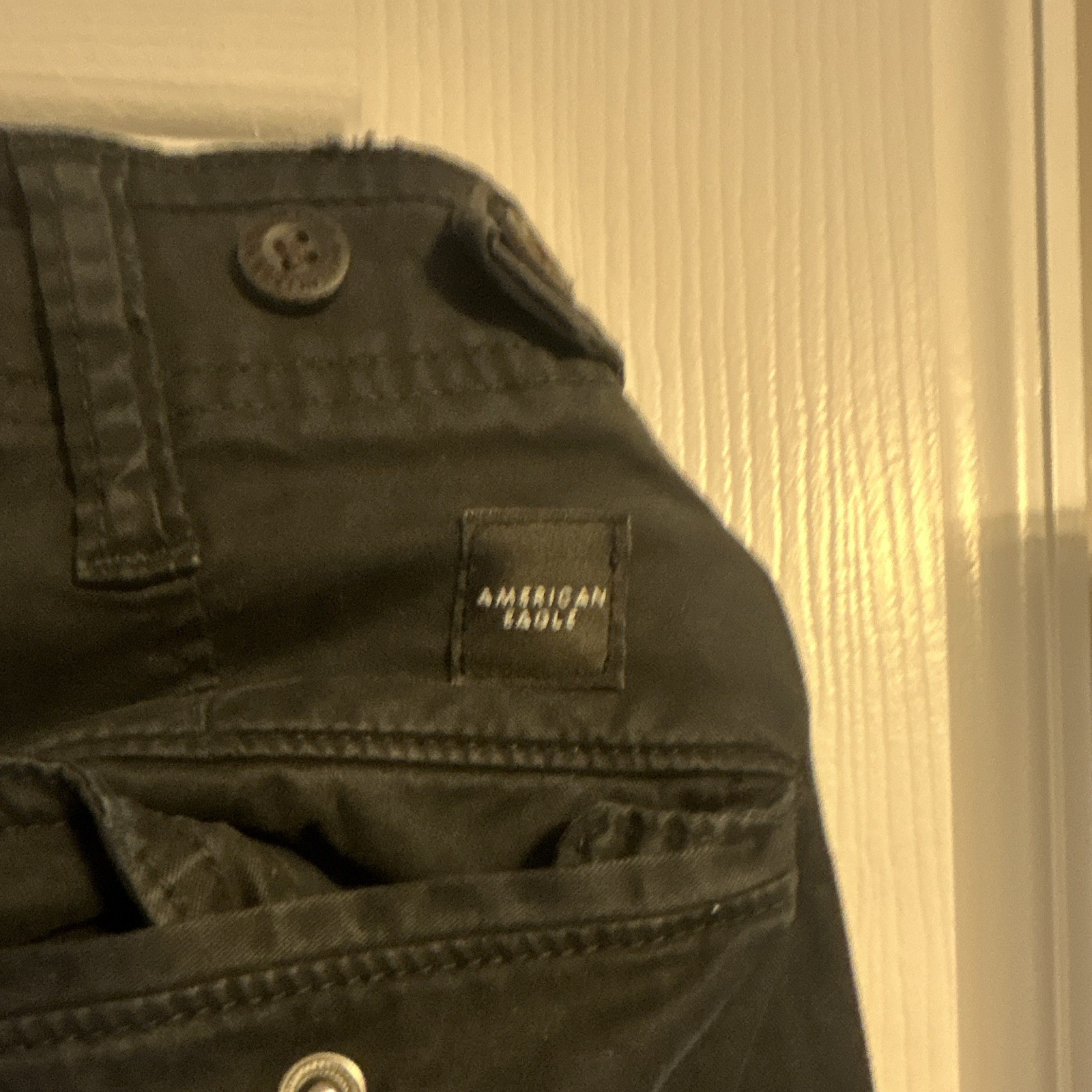 American Eagle Flex Black Cargo Pants Mens 30W Skinny Tapered Canvas Pockets