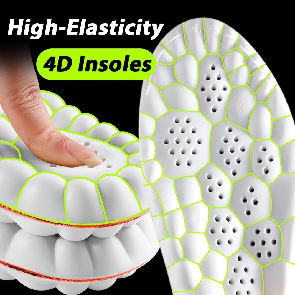 1 Pair of 4D Sports Insoles for Enhanced Comfort, Shock-absorbing and Breathable